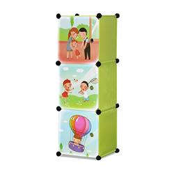 Scab01gr-unb Whimsical Childrens 3 Level Collapsible Play Time Themed Multipurpose Organizer Cubes, Green