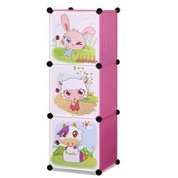 Scab02pk-unb Whimsical Childrens 3 Level Collapsible Multipurpose Animal Themed Storage Organizer Cubes, Pink