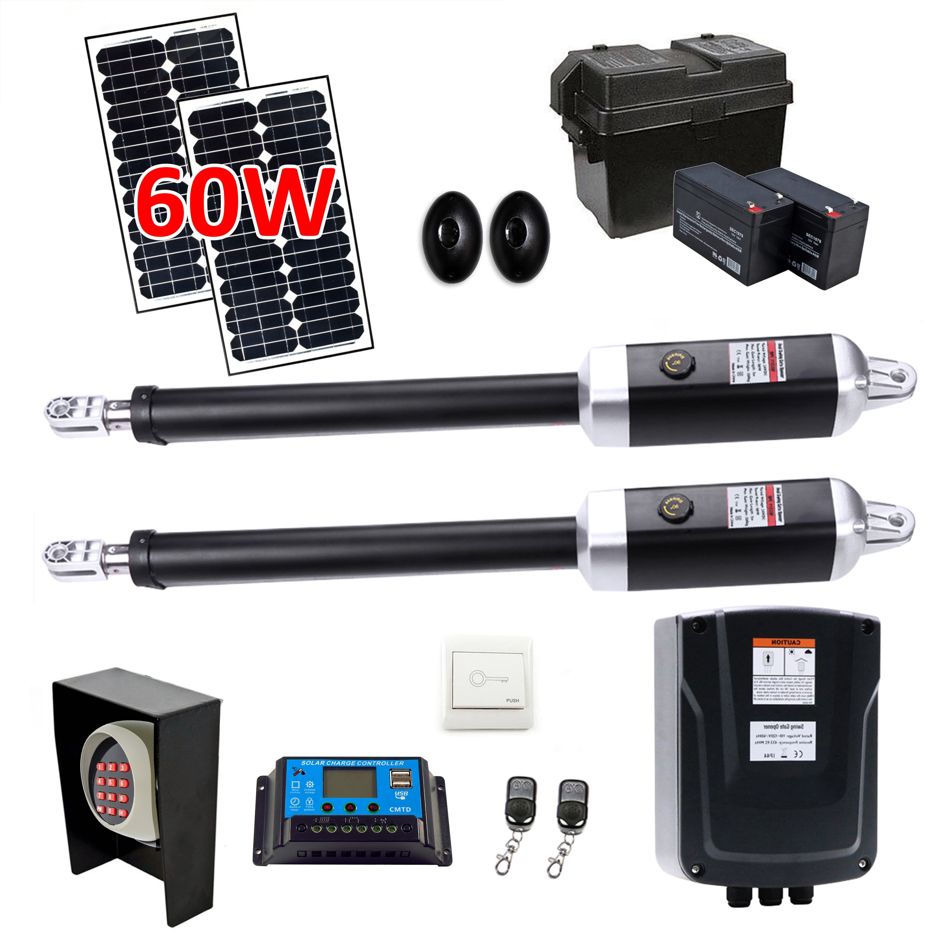 Gg1700full Solar Powered Full Kit Metal Dual Swing Gate Opener For Gates Up To 1700-lb