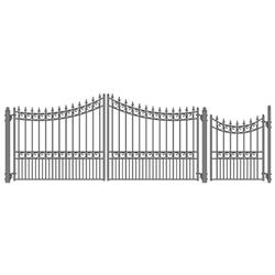 Set12x4mosd-unb 12 Ft. Moscow Style Steel Swing Dual Driveway With Pedestrian Gate, Black