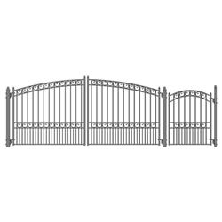 Set12x4pard-unb 12 Ft. Paris Style Steel Swing Dual Driveway With Pedestrian Gate, Black