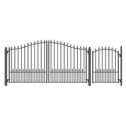 Set12x4mund-unb 12 Ft. Munich Style Steel Swing Dual Driveway With Pedestrian Gate, Black