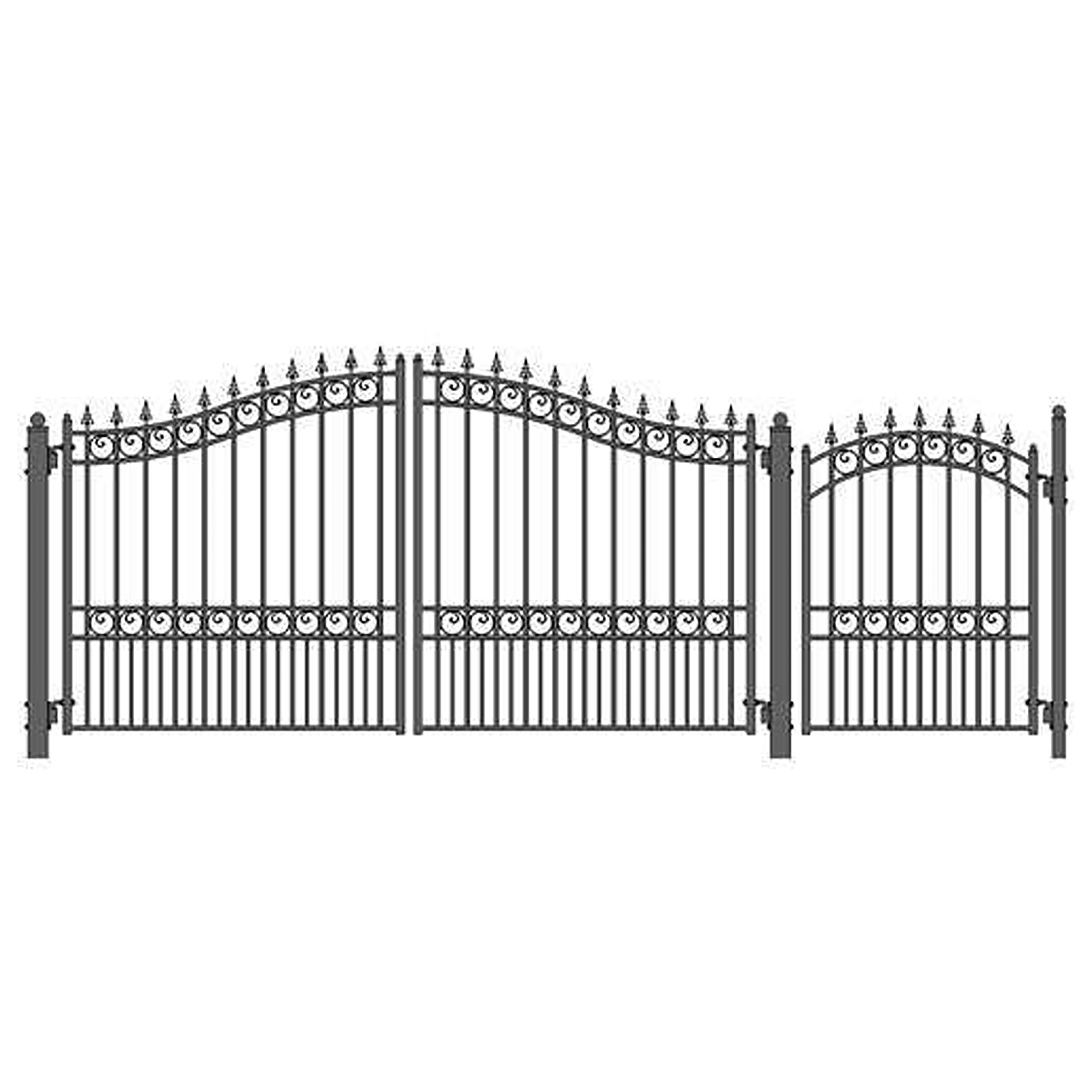 Set14x4lond-unb 14 Ft. London Style Steel Swing Dual Driveway With Pedestrian Gate, Black