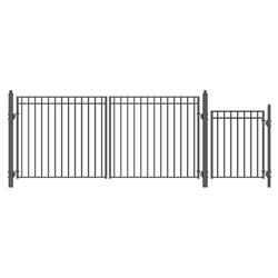 Set14x4madd-unb 14 Ft. Madrid Style Steel Swing Dual Driveway With Pedestrian Gate, Black