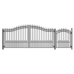 Set14x4prad-unb 14 Ft. Prague Style Steel Swing Dual Driveway With Pedestrian Gate, Black