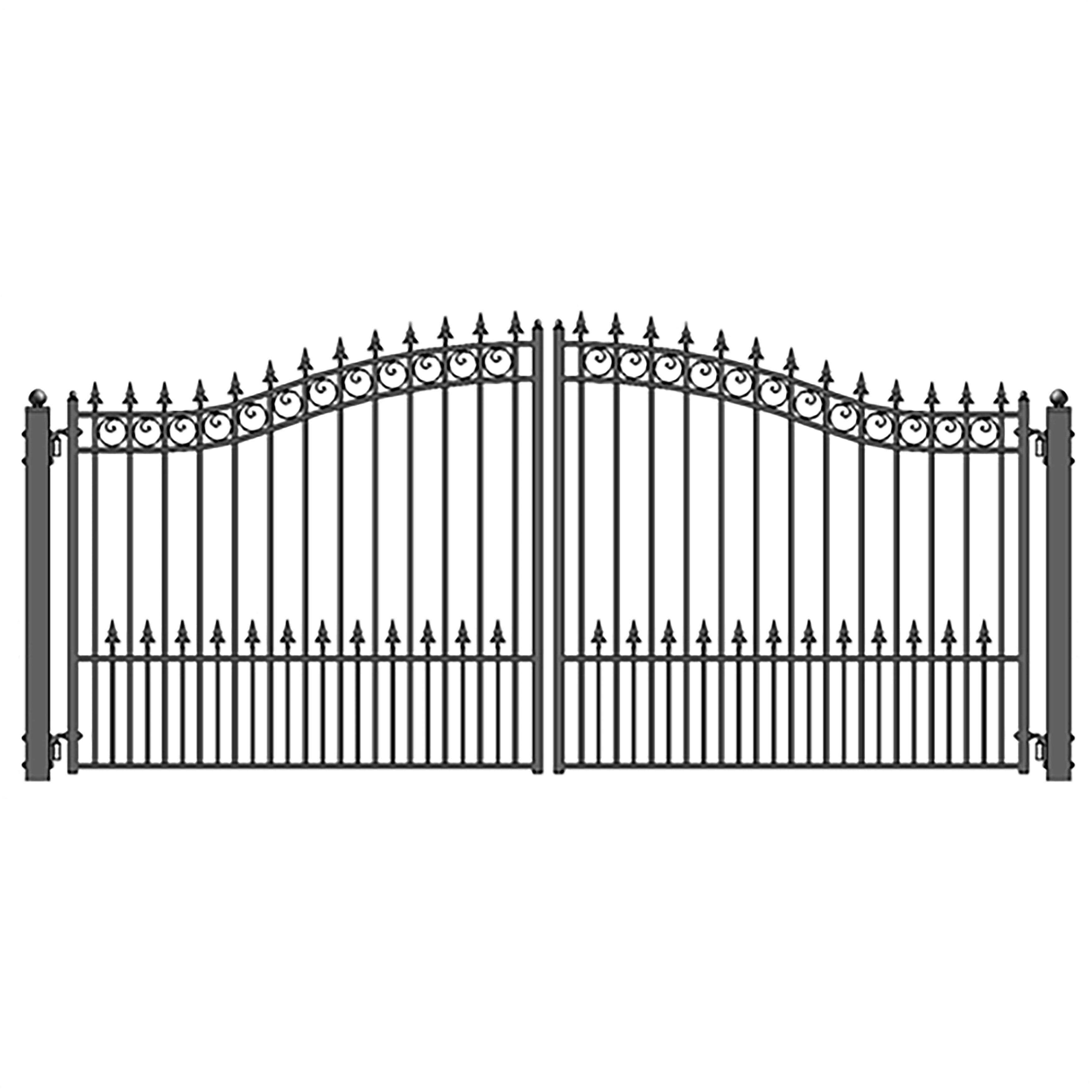 Dg16prad-unb 16 Ft. Prague Style Iron Wrought Dual Swing Driveway Gate