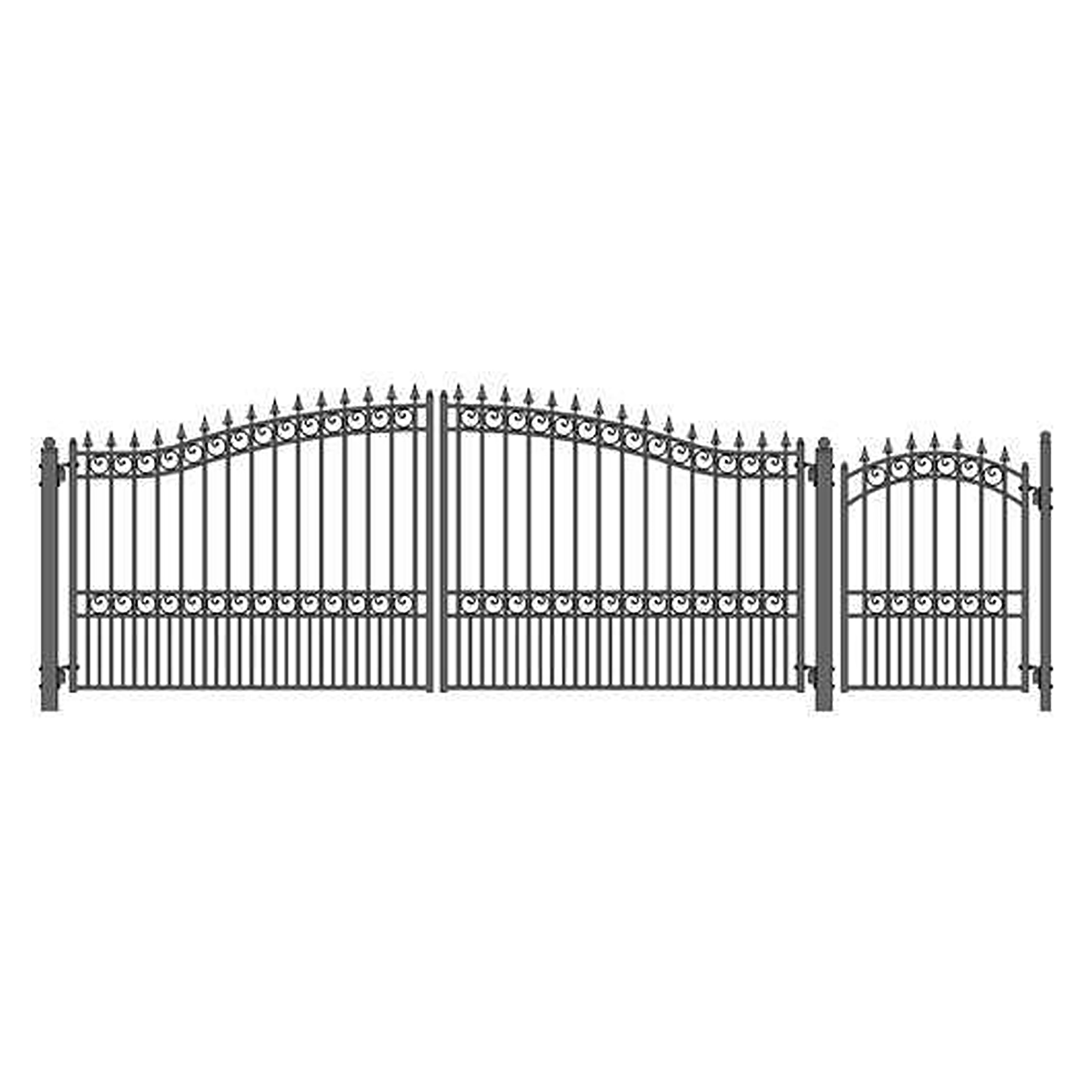 Set16x4lond-unb 16 & 4 Ft. London Style Steel Swing Dual Driveway With Pedestrian Gate