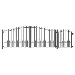 Set16x4mund-unb 16 & 4 Ft. Munich Style Iron Swing Dual Driveway With Pedestrian Gate