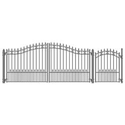 Set16x4stpd-unb 16 & 4 Ft. St. Petersburg Style Steel Swing Dual Driveway With Pedestrian Gate