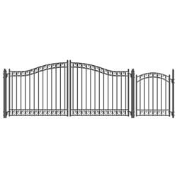 Set18x4dubd-unb 18 & 4 Ft. Dublin Style Steel Swing Dual Driveway With Pedestrian Gate