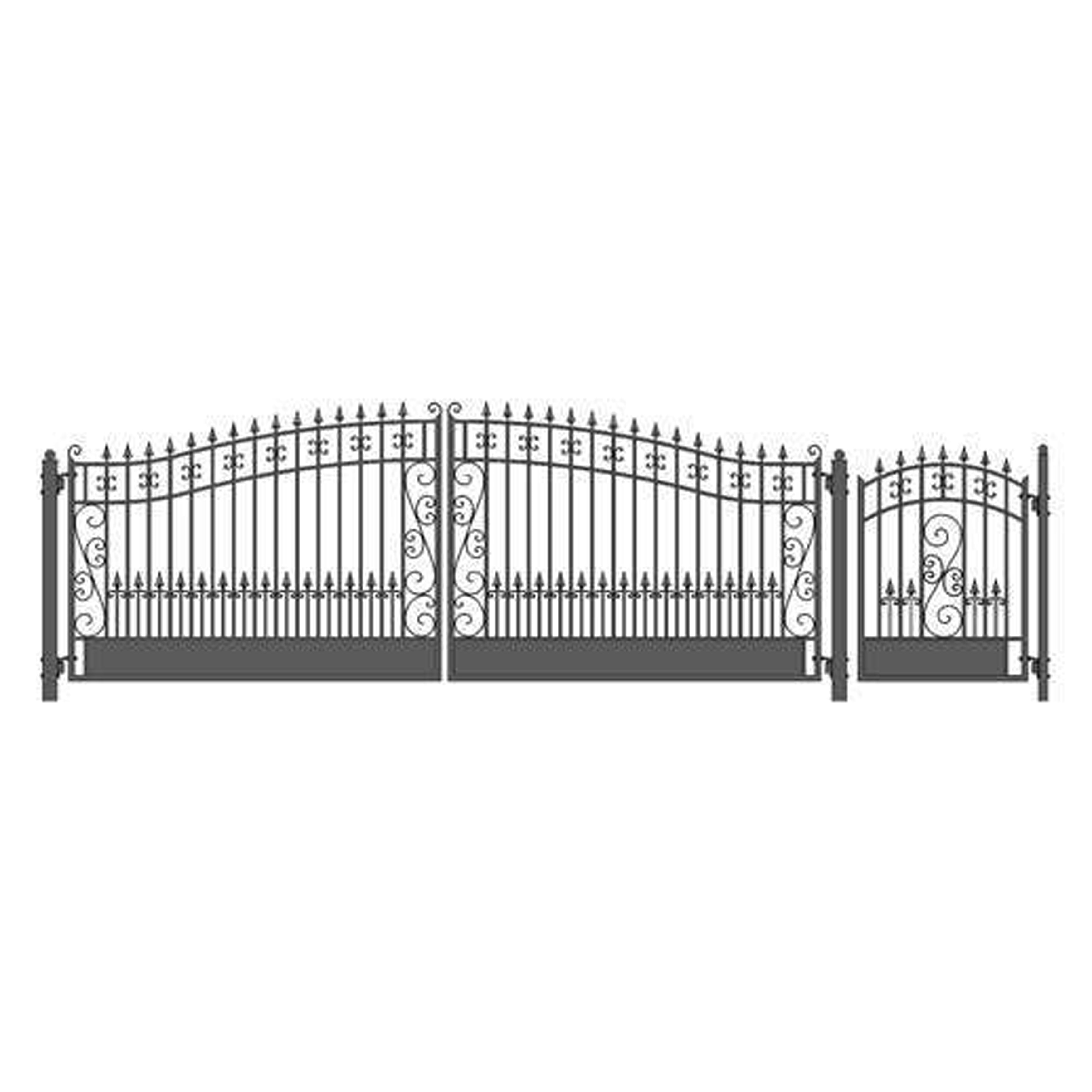 Set18x4vend-unb 18 & 4 Ft. Venice Style Steel Swing Dual Driveway With Pedestrian Gate