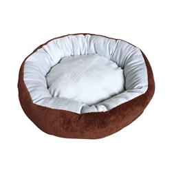 Pb22gb-unb 22 X 17.5 In. Extra Plush Round Pet Dog Bed With Removable Pillow, Brown & Gray