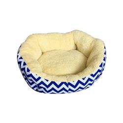 Pb22yb-unb 22 X 18 In. Extra Soft Round Pet Dog Bed With Extra Tall Sides, Cream, Blue & White Zigzag