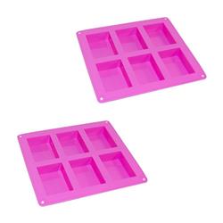 2sfc05-unb Rectangle Silicone Bread Mold Tray With 6 Bread Holes, Purple - Set Of 2