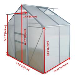 Gha002-unb Greenhouses & Sheds Outdoor Walk-in Poly-carbonate Greenhouse With Aluminum Frame - Silver - 122 X 75 X 77 In.