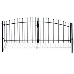 Dwgd11x5-unb 11 X 5 Ft. Athens Style Diy Arched Steel Dual Swing Driveway Gate Kit With Lock