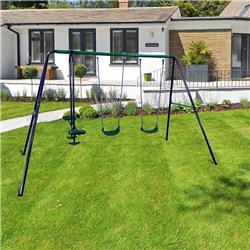 Bsw05-unb Outdoor Sturdy Child Swing Set With 2 Swings, 1 Glider - Blue & Green