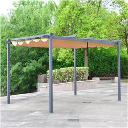 Pergsand10x13-unb 13 X 10 Ft. Diy Frame Aluminum Outdoor Retractable Canopy Pergola - Sand