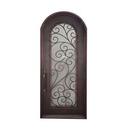 Idr4096bz09-unb 40 X 96 In. Iron Round Top Twisted Vines Door With Frame & Threshold, Aged Bronze