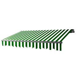 Ab10x8gwstr00 10 X 8 Ft. Black Frame Retractable Home Patio Canopy Awning, Green & White Color