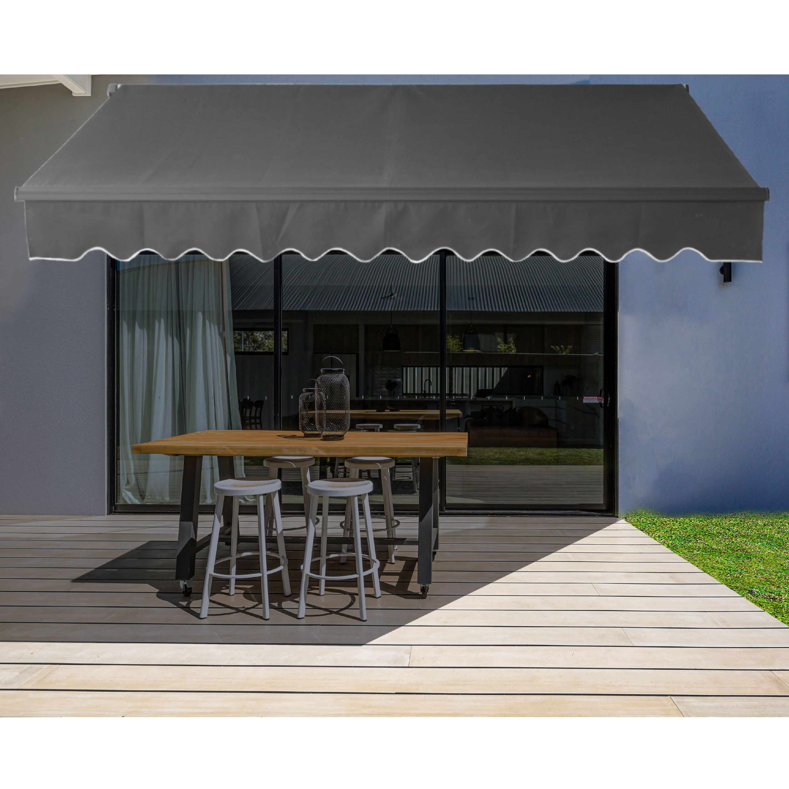 Ab13x10bk81 13 X 10 Ft. Black Frame Retractable Home Patio Canopy Awning, Black