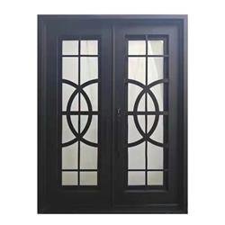 Idr7296bk13-unb 96 X 72 In. Iron Square Top Curvature-designed Dual Door With Frame & Threshold, Matte Black