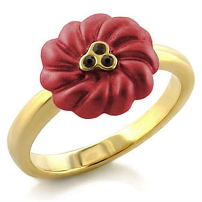 Women Gold White Metal Ring with Top Grade Crystal in Siam - Size 6