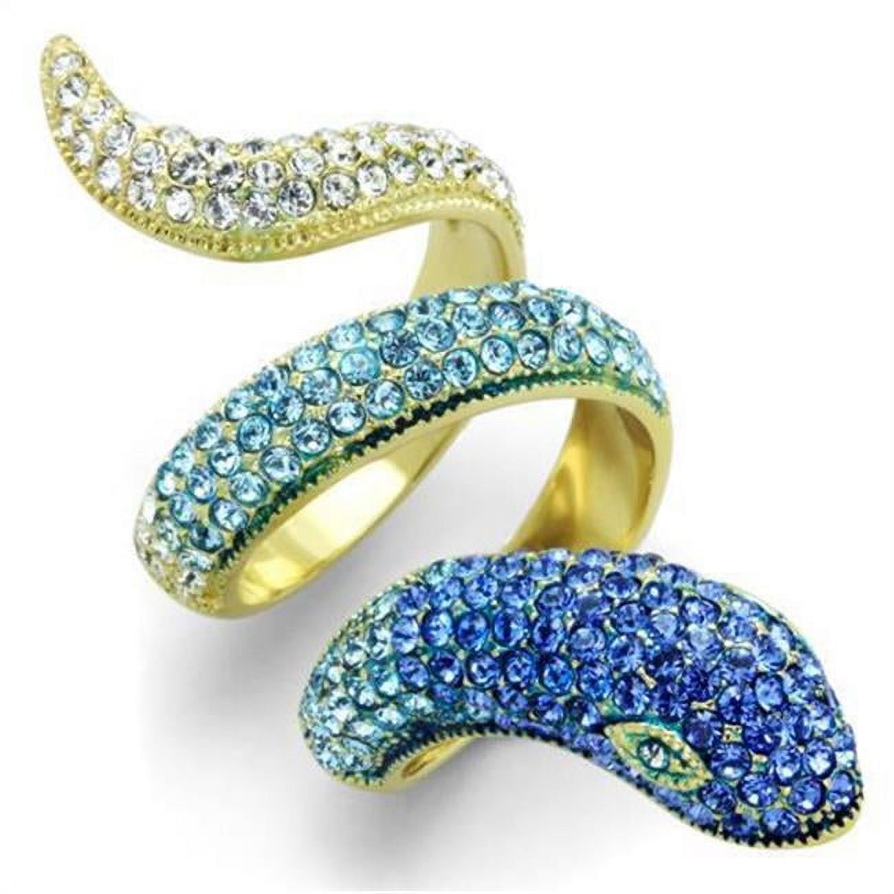 Women IP Gold Stainless Steel Ring with Top Grade Crystal in Multi Color - Size 5