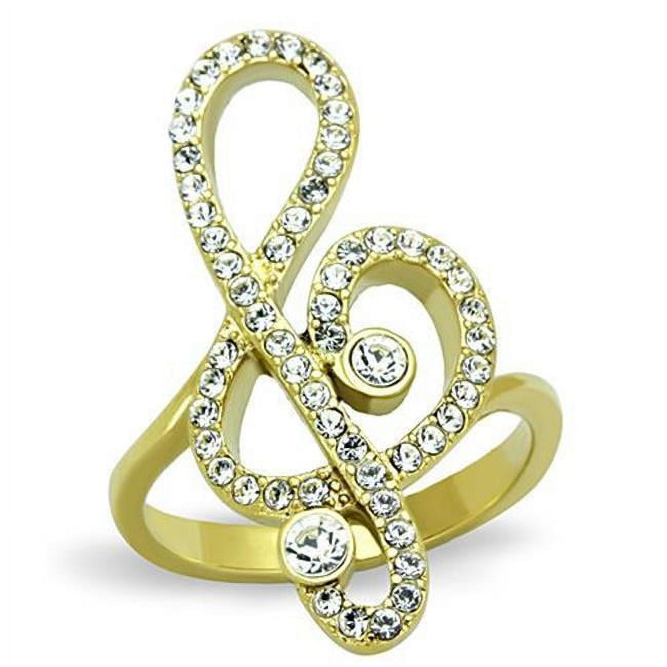 Women IP Gold Stainless Steel Ring with Top Grade Crystal in Clear - Size 6