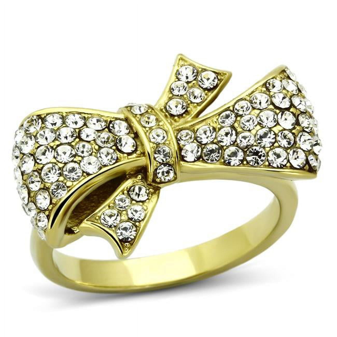 TK1032-9 Women IP Gold Stainless Steel Ring with Top Grade Crystal in Clear - Size 9