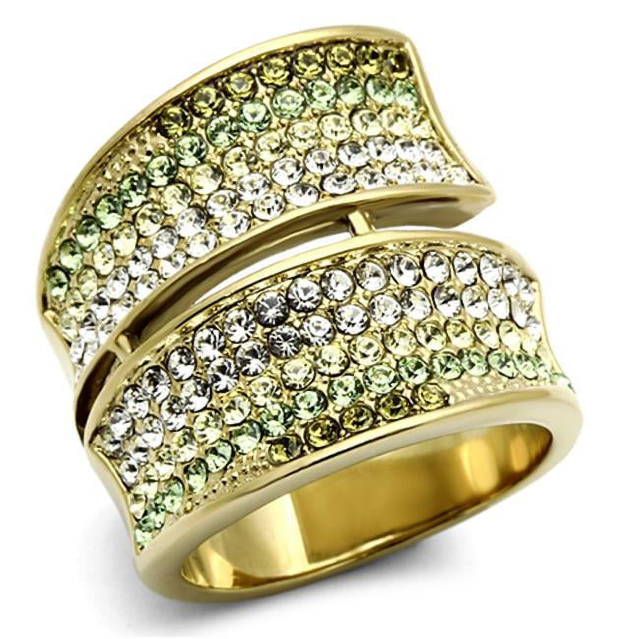 TK1146-8 Women IP Gold Stainless Steel Ring with Top Grade Crystal in Multi Color - Size 8