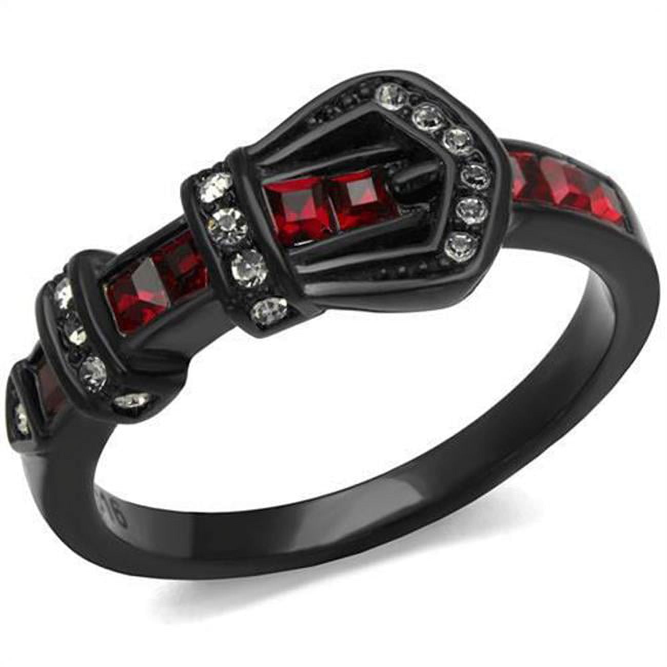 TK1334J-6 Women IP Black Stainless Steel Ring with Top Grade Crystal in Multi Color - Size 6