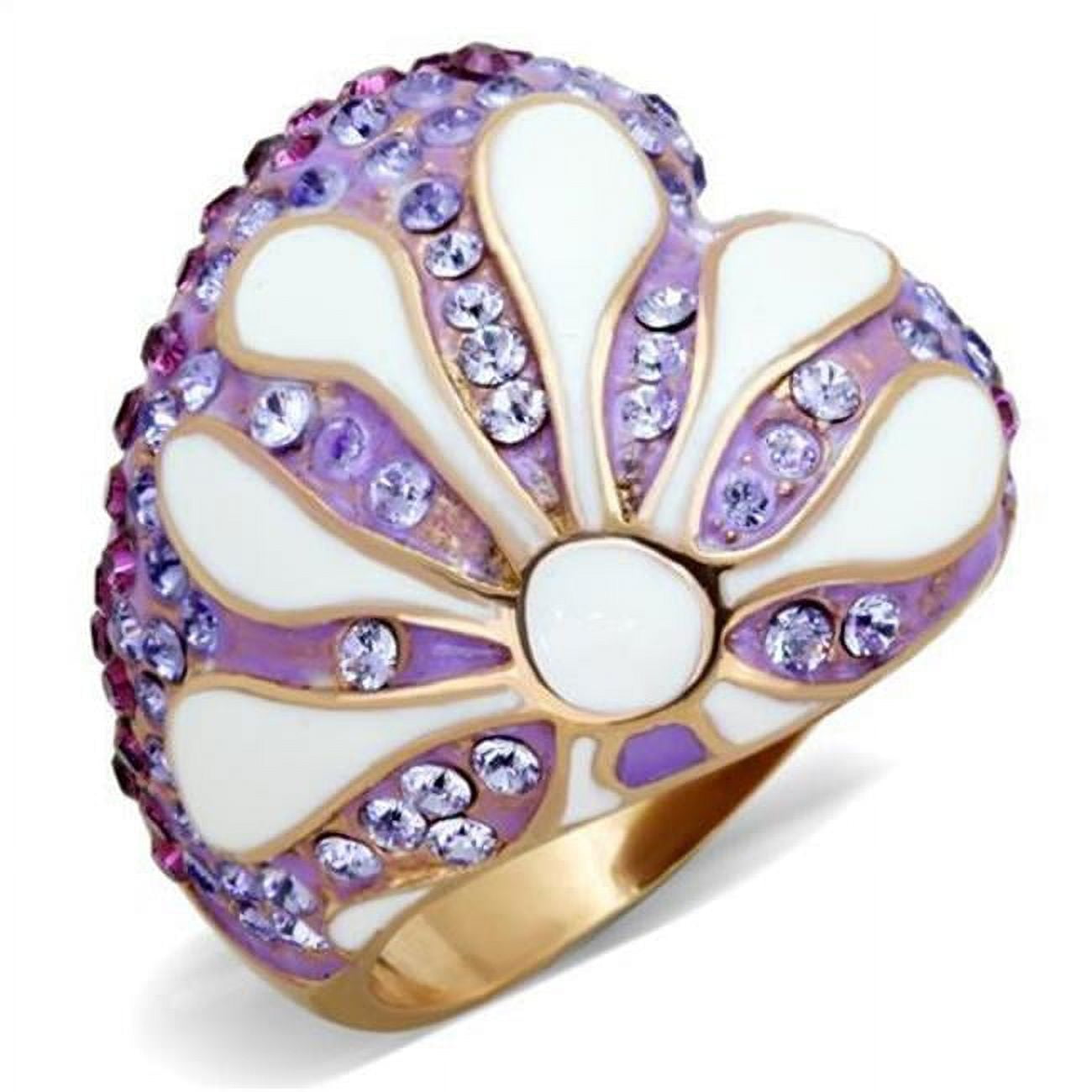 Women IP Rose Gold Stainless Steel Ring with Top Grade Crystal in Multi Color - Size 5