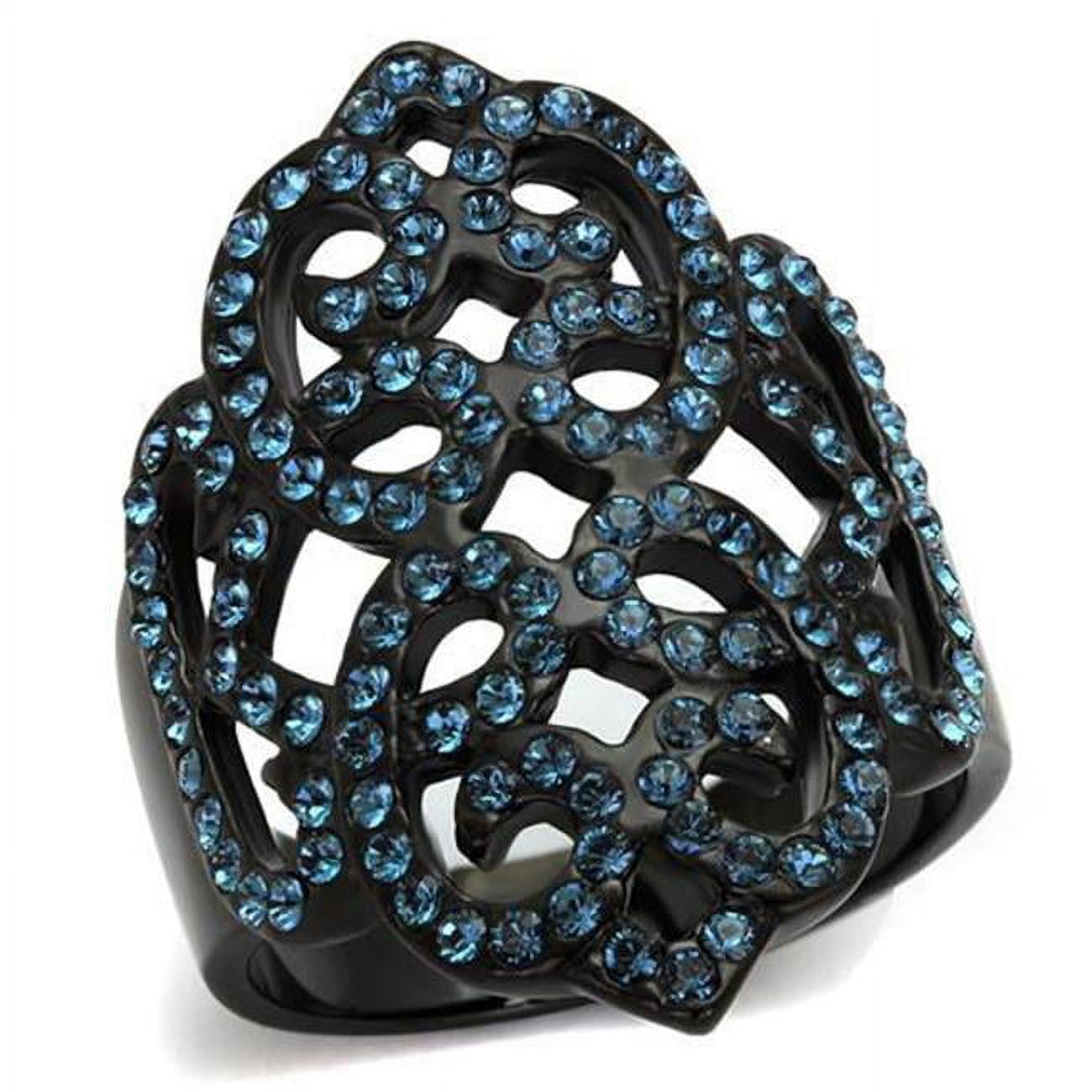 TK2481-5 Women IP Black Stainless Steel Ring with Top Grade Crystal in Montana - Size 5
