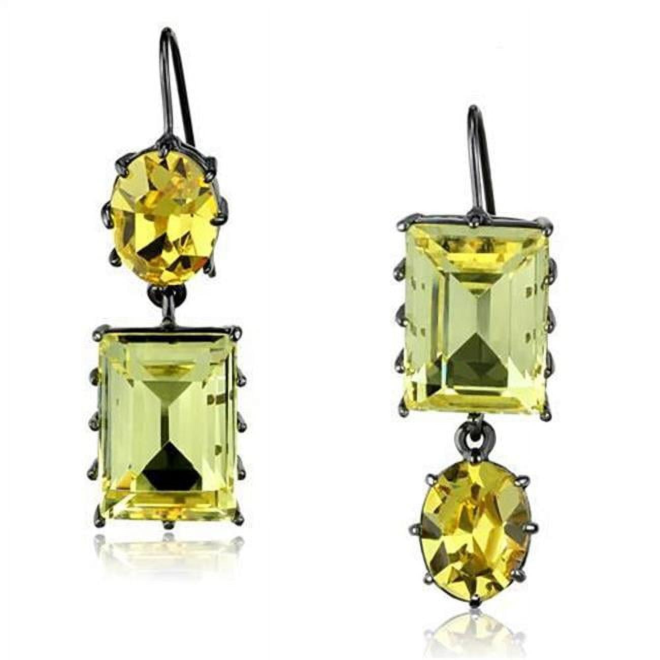 Women IP Light Black Stainless Steel Earrings with Top Grade Crystal in Multi Color
