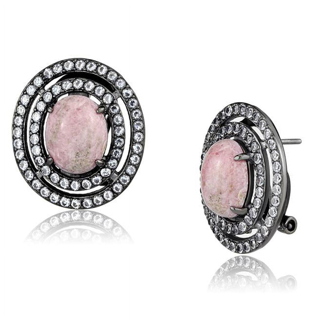 TK2822 Women IP Light Black Stainless Steel Earrings with Semi-Precious in Light Rose