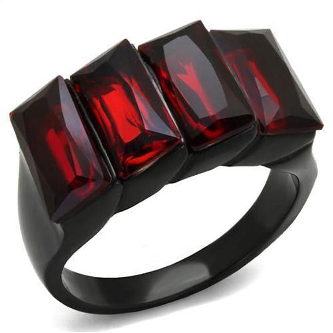 Women IP Black Stainless Steel Ring with Synthetic in Siam - Size 7