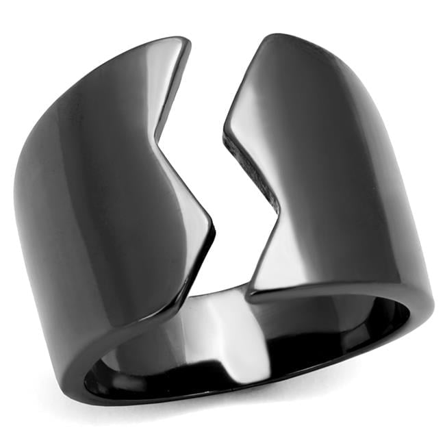 Women IP Light Black Stainless Steel Ring with No Stone in No Stone - Size 5