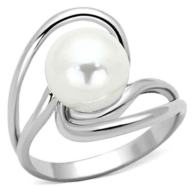 UPC 780997093758 product image for Women Rhodium Brass Ring with Synthetic in White - Size 6 | upcitemdb.com