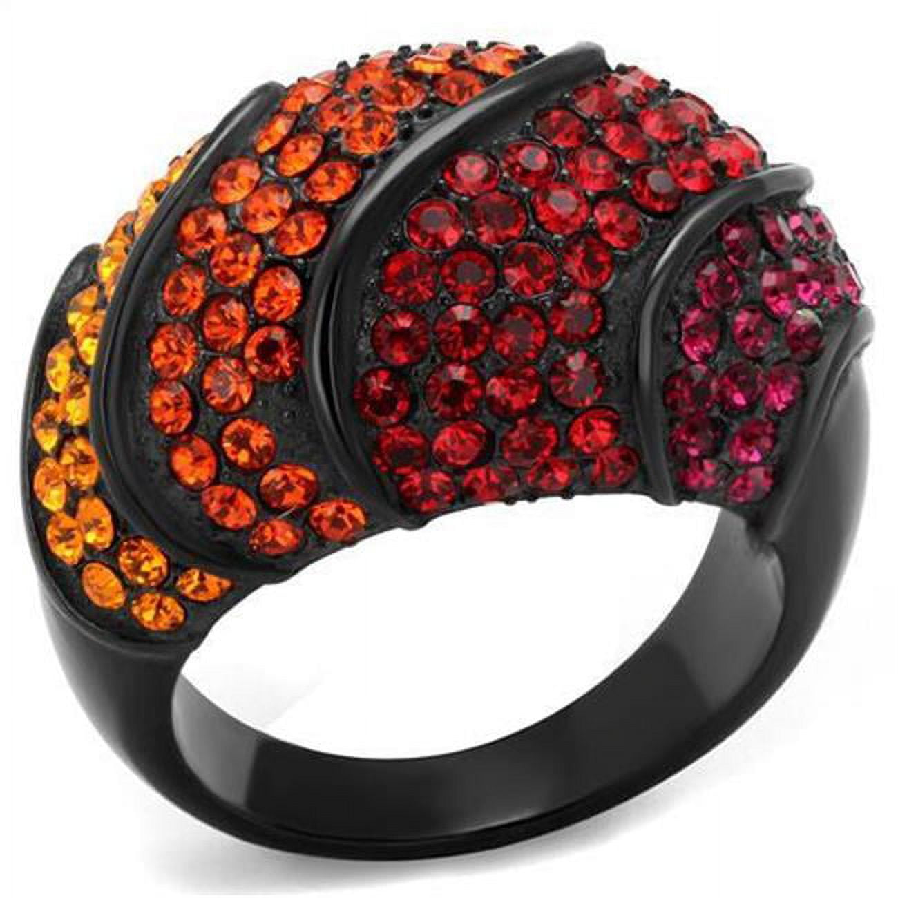TK2553-7 Women IP Black Stainless Steel Ring with Top Grade Crystal in Multi Color - Size 7