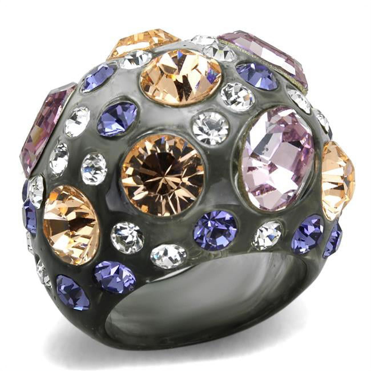 VL114-5 Women Resin Ring with Top Grade Crystal in Multi Color - Size 5