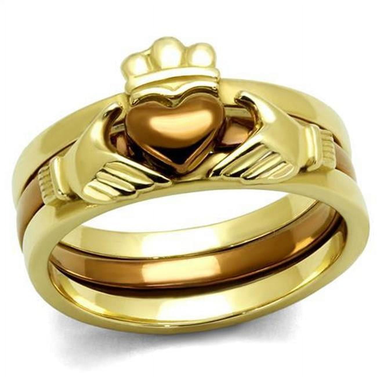 Women IP Gold & IP Light Brown Stainless Steel Ring with No Stone in No Stone - Size 9