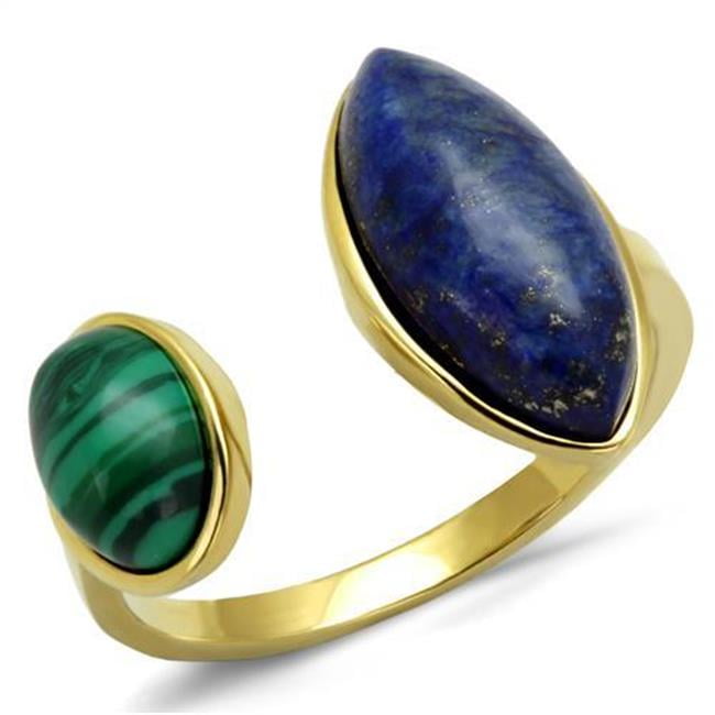TK2906-7 Women IP Gold Stainless Steel Ring with Precious Stone in Montana - Size 7