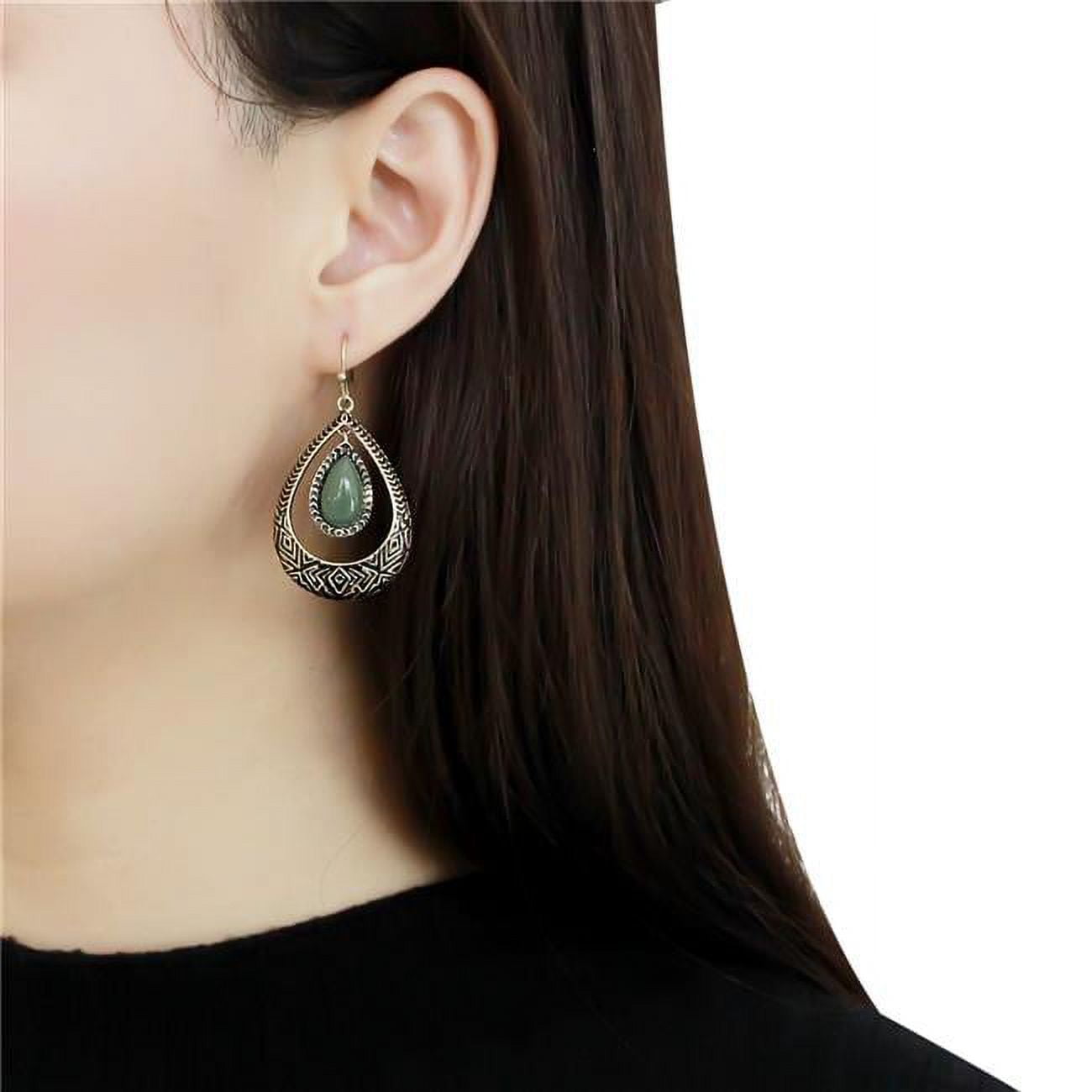 TK2576 Women IP Gold Stainless Steel Earrings with Semi-Precious in Emerald