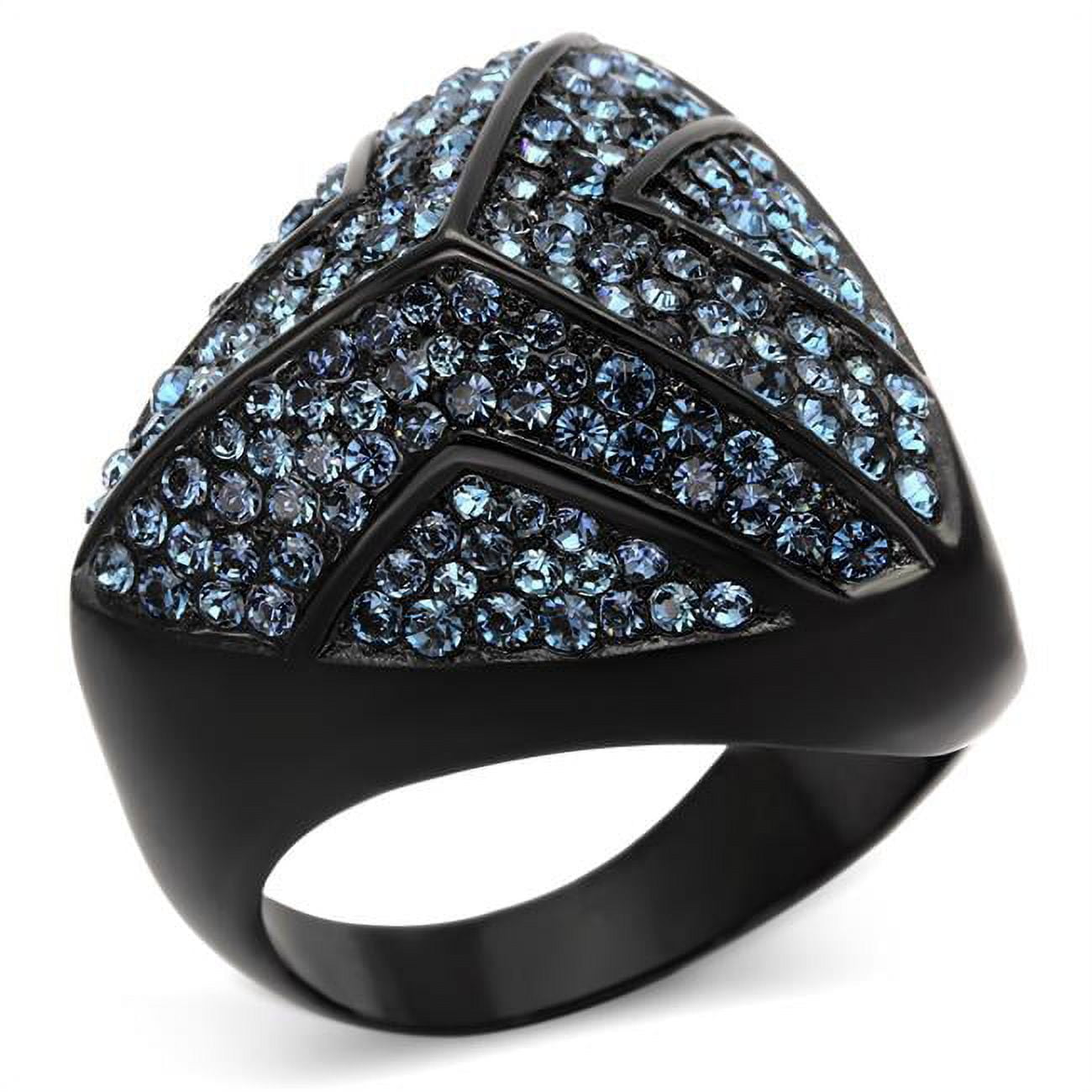 TK1005-10 Women IP Black Stainless Steel Ring with Top Grade Crystal in Montana - Size 10