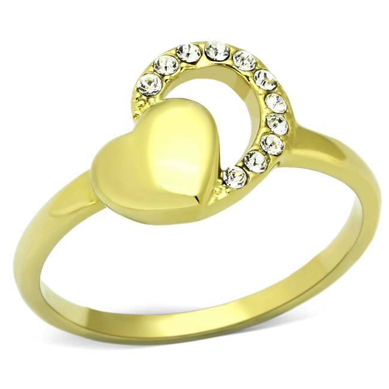 TK1024-9 Women IP Gold Stainless Steel Ring with Top Grade Crystal in Clear - Size 9