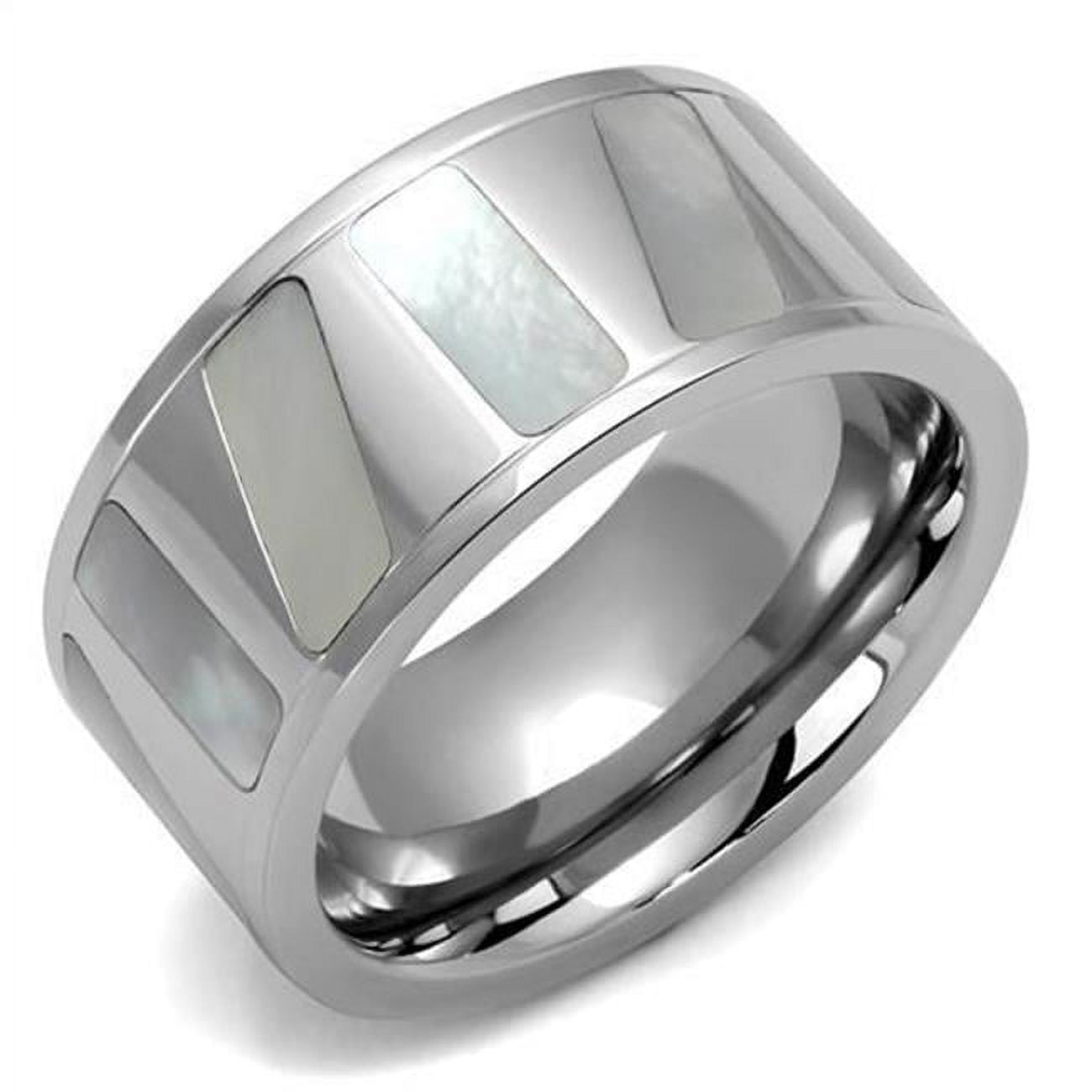 TK2401-8 Women High Polished Stainless Steel Ring with Precious Stone in White - Size 8