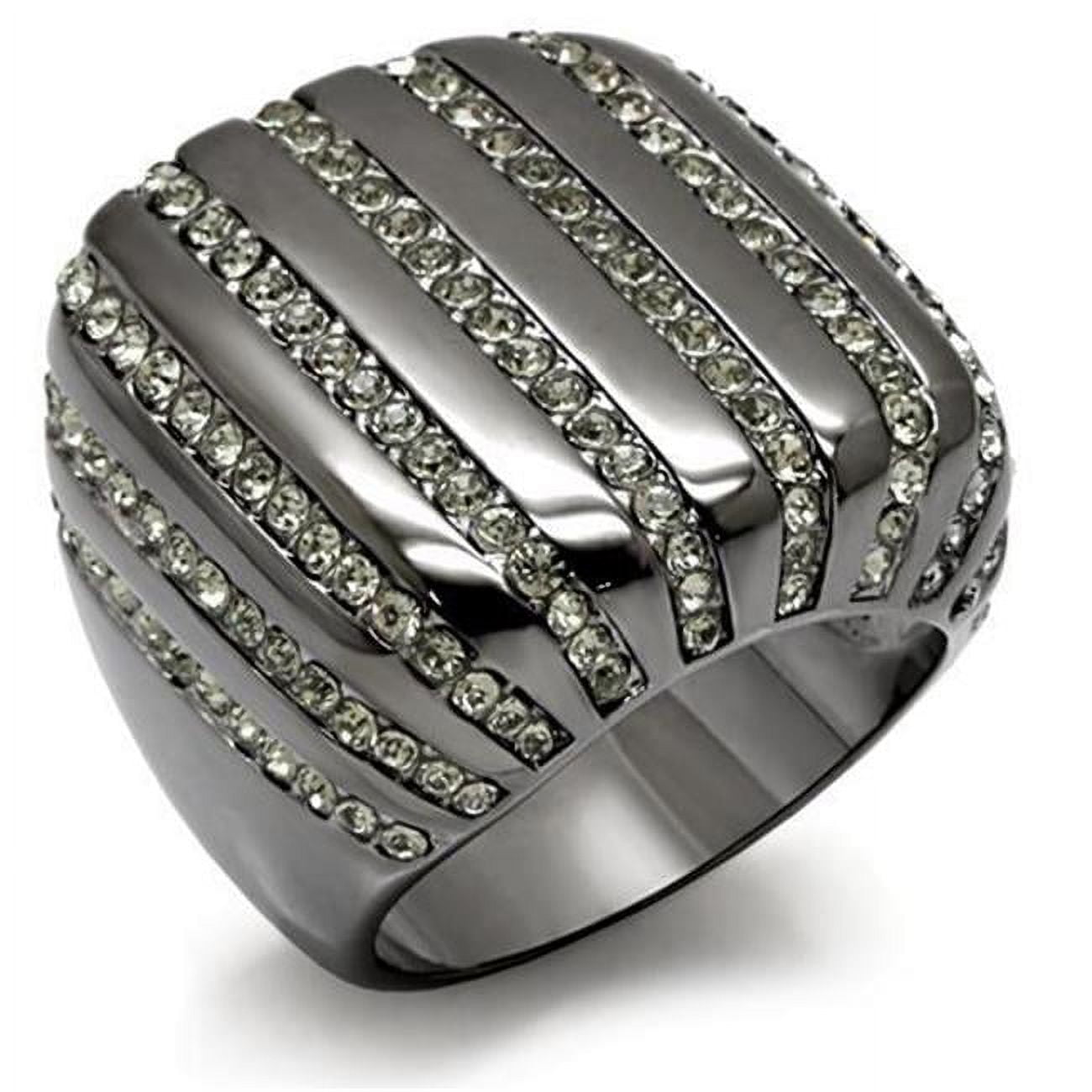 Women TIN Cobalt Black Brass Ring with Top Grade Crystal in Black Diamond - Size 7