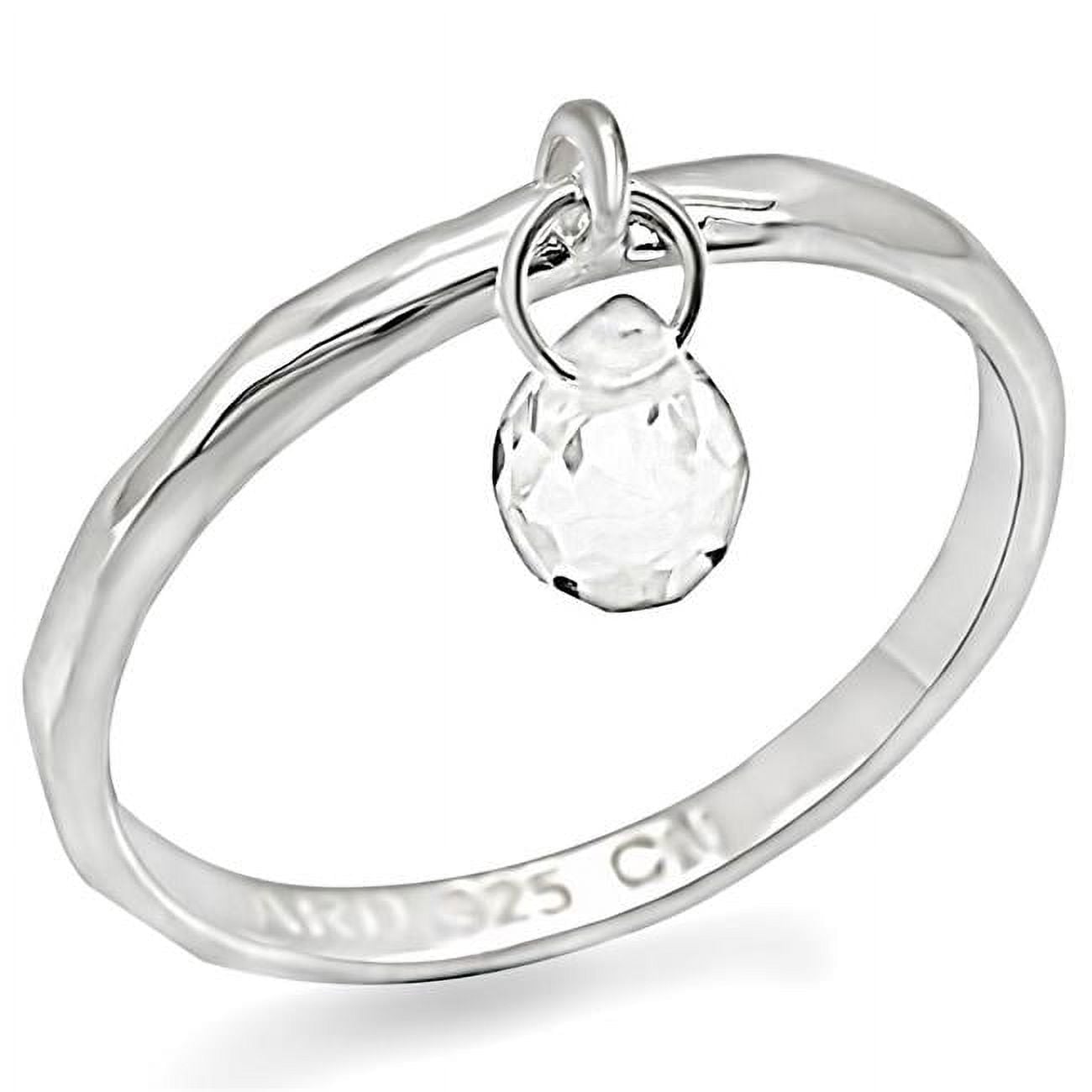 Women Silver 925 Sterling Silver Ring with Genuine Stone in Clear - Size 8