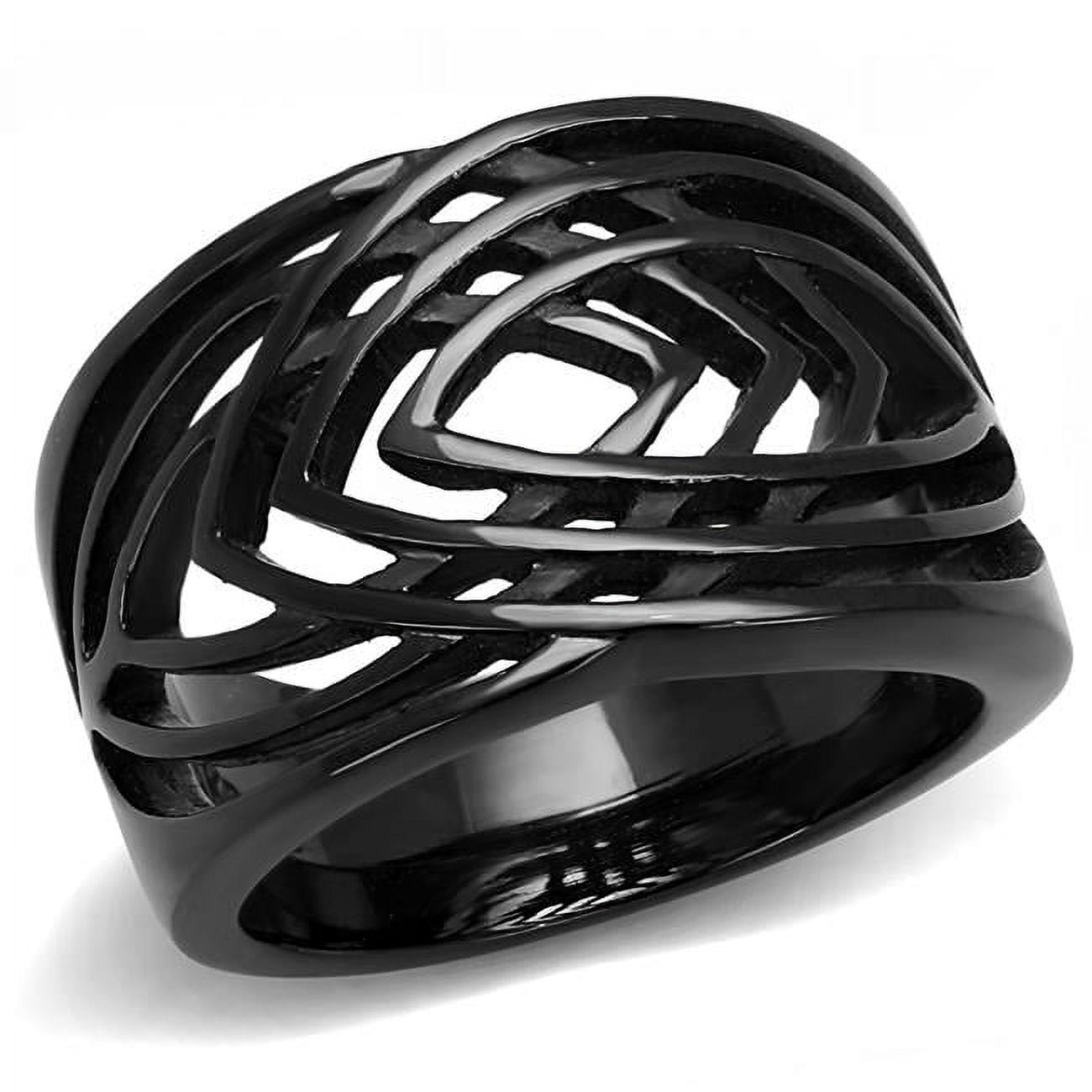 TK3060-5 Women IP Black Stainless Steel Ring with No Stone in No Stone - Size 5